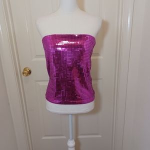 Charlotte Russe Pink sequins strapless tube top Size L